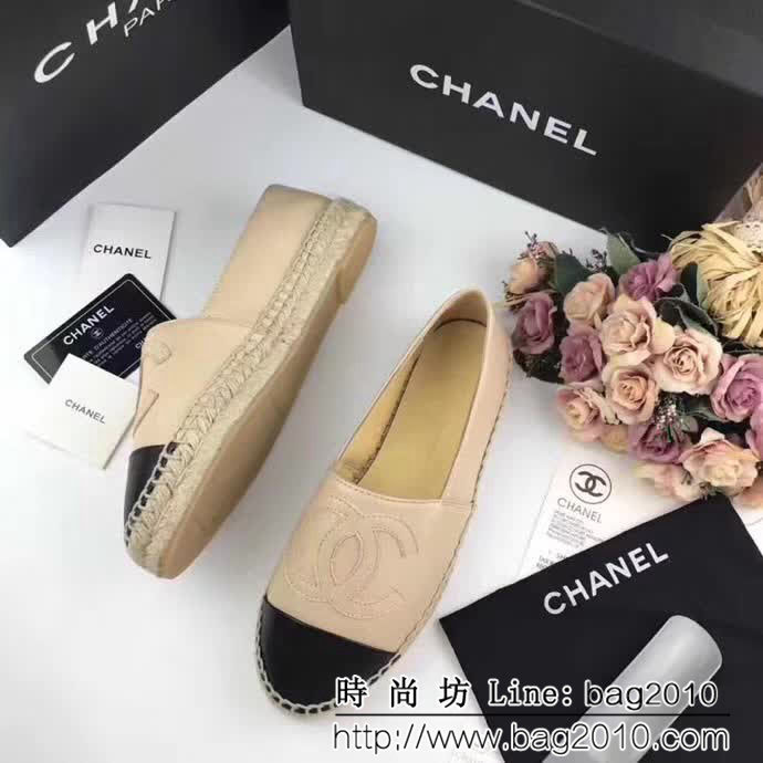 CHANEL香奈兒 彩色羊皮系列 漁夫工藝 米色綿羊皮 女休閒鞋 QZS2326